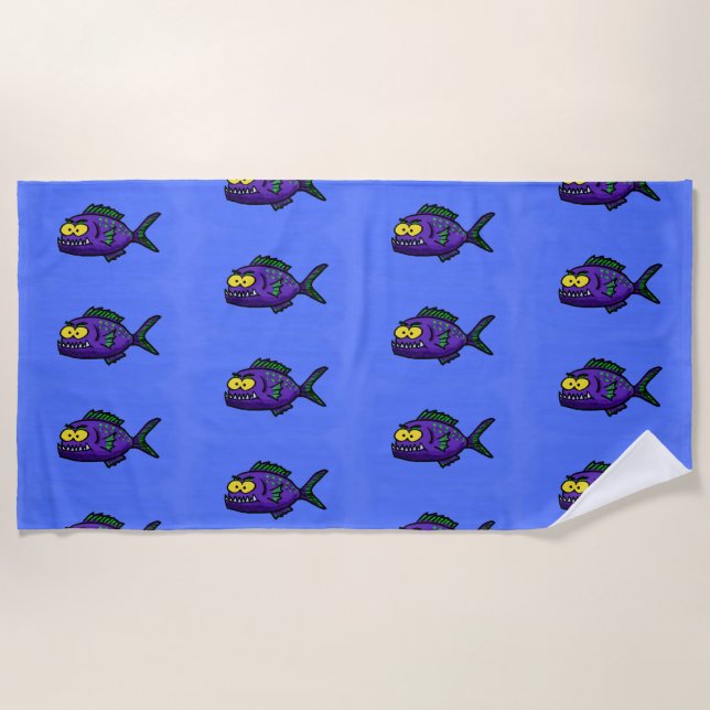 Toalla De Playa Personalizado de pescado piraña (Anverso)