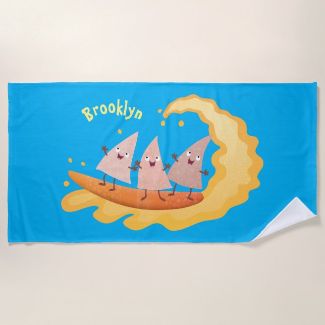Toalla De Playa Personalizado de surf con chips de maíz de nachos (Anverso)