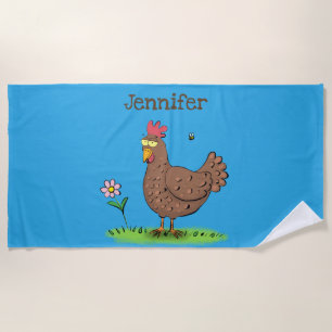 Toalla De Playa Personalizado divertido de pollo rústico y caprich