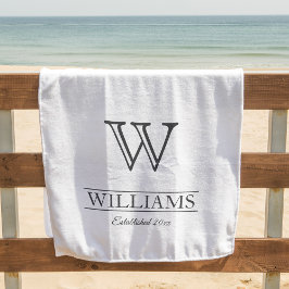 Toalla De Playa Personalizado Elegant Classiant Monogram Nombre de