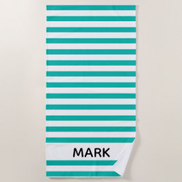 Toalla De Playa Personalizado En Tinta Verde Y Blanca