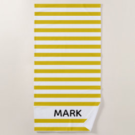 Toalla De Playa Personalizado En Tiras Amarillas Y Blancas