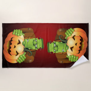 Toalla De Playa Personalizado Frankenstein con Calabaza