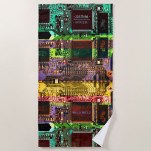 Toalla De Playa Personalizado Geek & Glitch Printed Circuit Board