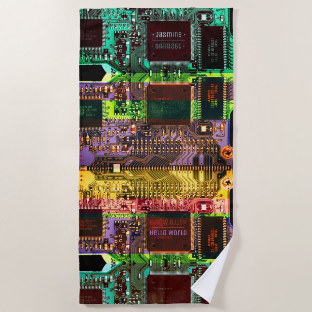 Toalla De Playa Personalizado Geek & Glitch Printed Circuit Board  (Anverso)