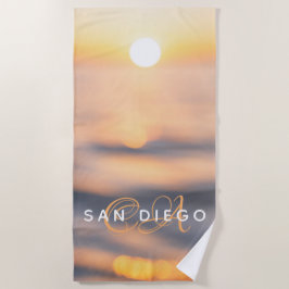 Toalla De Playa Personalizado Golden Ocean Sunset de San Diego