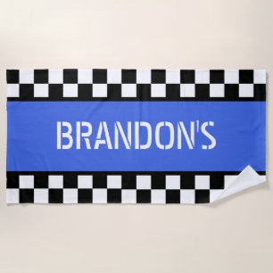 Toalla De Playa Personalizado Guay Patrón De Bandera Blanca Negra