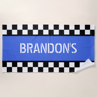 Toalla De Playa Personalizado Guay Patrón De Bandera Blanca Negra