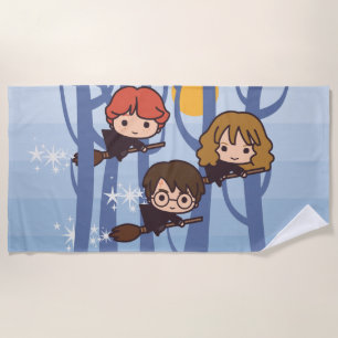 Toalla De Playa Personalizado Harry, Ron Y Hermione Volando En Bos