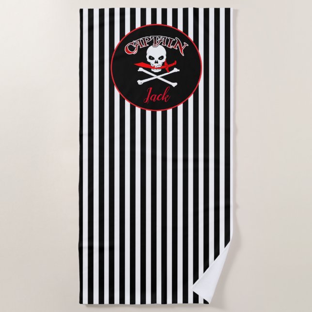 Toalla De Playa Personalizado Jolly Roger (Cutlass) (Anverso)