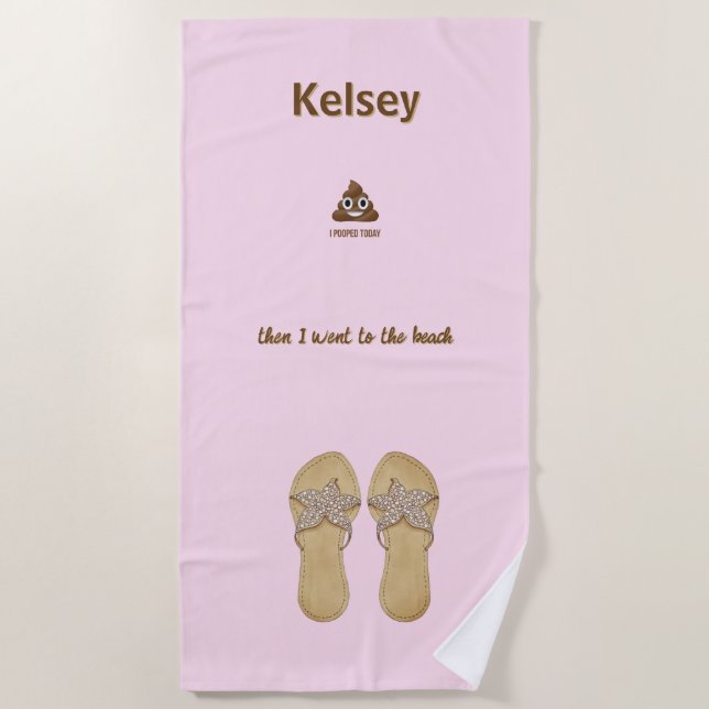 Toalla De Playa Personalizado, me metí hoy en la Emoji de poo sobr (Anverso)