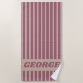 Toalla De Playa Personalizado Moderno de Verano con Rayas Rojo Osc