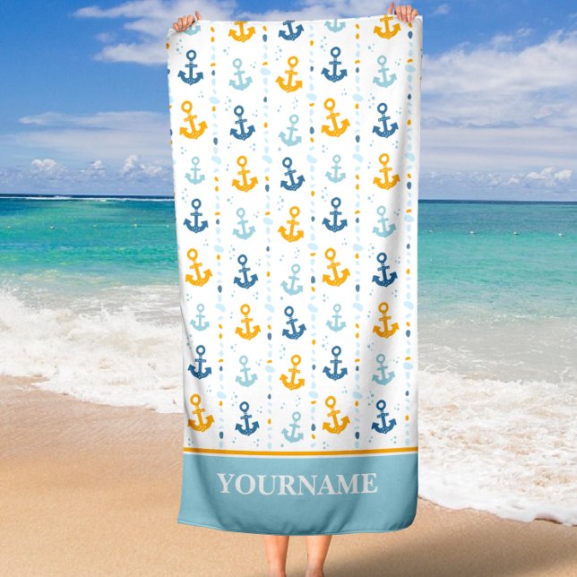 Toalla De Playa Personalizado Nautical Anchor Bathroom Ocean (Subido por el creador)