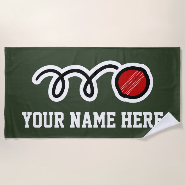 Toalla de playa Personalizado para jugador de cric (Anverso)