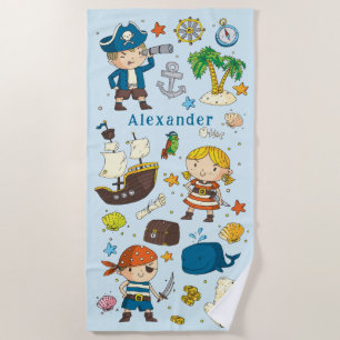 Toalla De Playa Personalizado Pirates Island Ship Kids Beach Toall