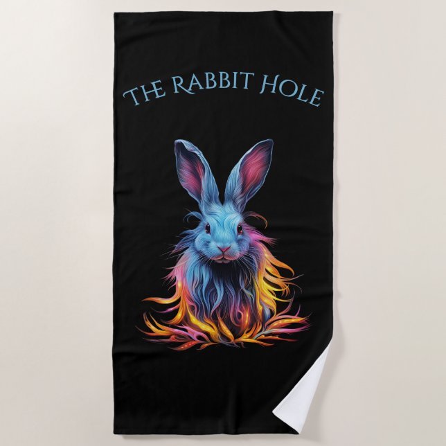 Toalla De Playa Personalizado Rabbit Hole Blue Bunny (Anverso)