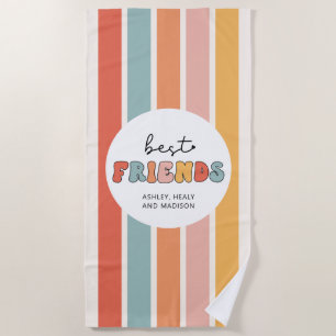 Toalla De Playa Personalizado Retro Mejor Amigos BFFs Cute Besties