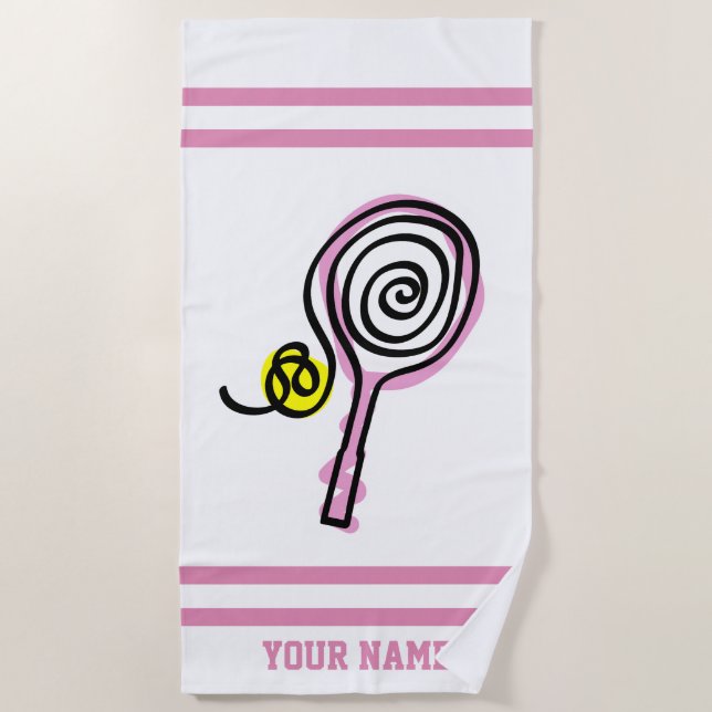 Toalla De Playa Personalizado rosado femenino lindo del diseño de (Anverso)