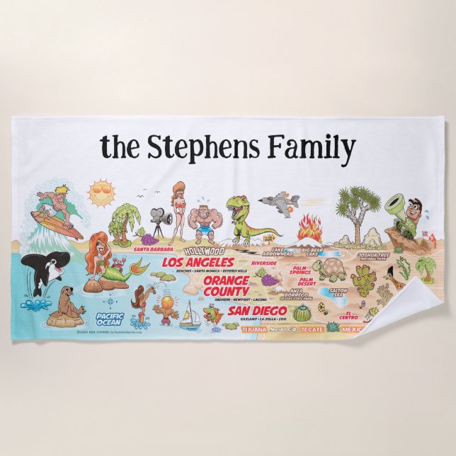 Toalla De Playa Personalizado SoCal Sunset Beach Blanket (Anverso)