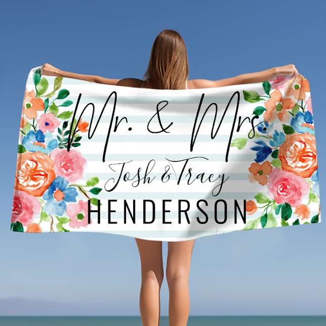 Toalla De Playa Personalizado Sr. y Sra. (Personalized Mr. and Mrs Beach Towel)