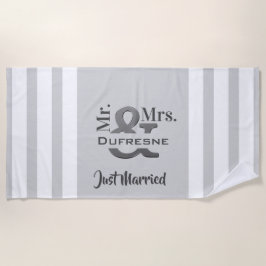 Toalla De Playa Personalizado "Sr. y Sra." recién casados/aniversa