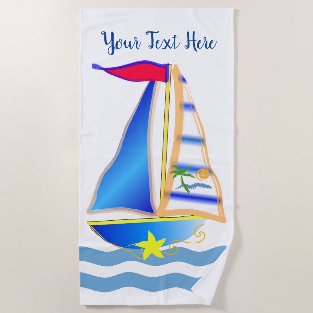 Toalla De Playa Personalizado Sunny Sailing Day (Anverso)
