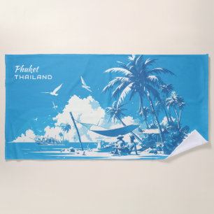 Toalla De Playa Personalizado Texto Phuket Tailandia