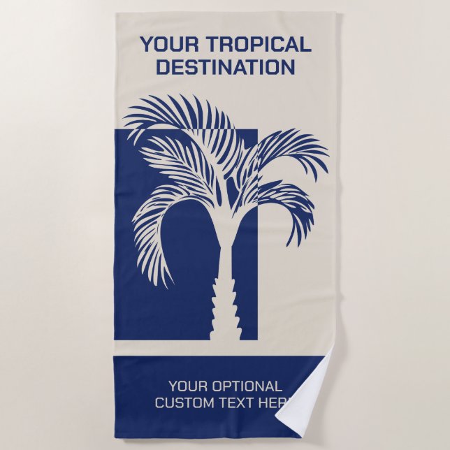 Toalla De Playa Personalizado Texto Vacaciones tropicales (Anverso)