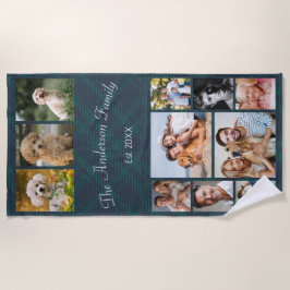 Toalla De Playa Personalizado Texto y Collage de fotos