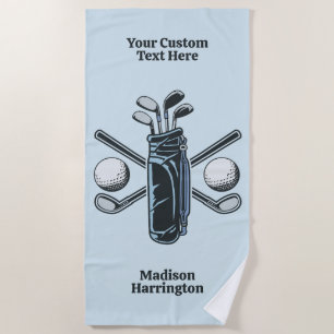 Toalla De Playa Personalizado Texto y color Golf