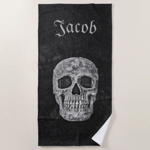 Toalla De Playa Personalizado Textura De Calavera Gótica Grunge Ne
