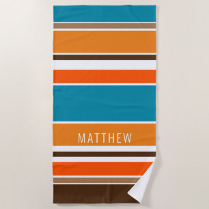 Toalla De Playa Personalizado Verde azulado Ochre azul Naranja ama