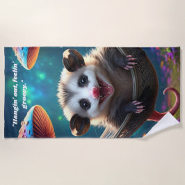 Toalla De Playa Personalizado Whimsical Opossum Psychedelt Hippie