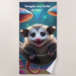 Toalla De Playa Personalizado Whimsical Opossum Psychedelt Hippie