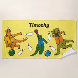 Toalla De Playa Personalizados de boliche de dinosaurios