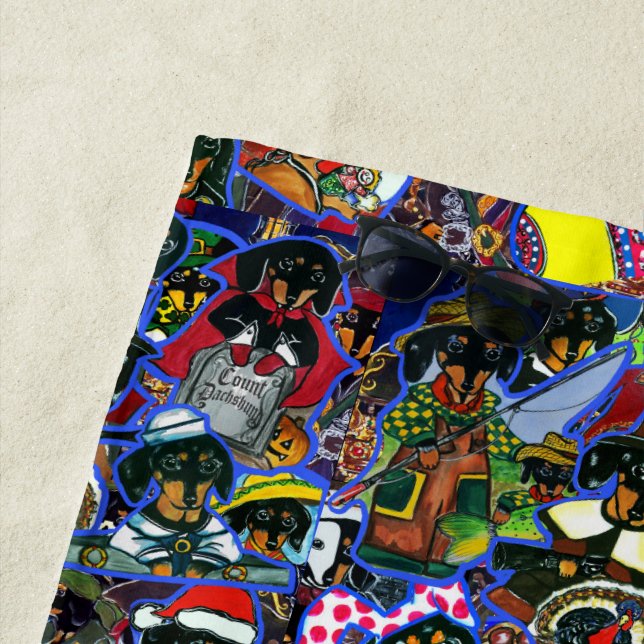 Toalla De Playa Personalizados de Dachshund (In situ)