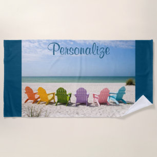 Toalla De Playa Personalizar la playa con coloridas tumbonas