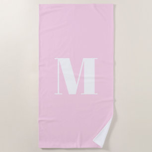 Toalla De Playa Personalizar monograma luz inicial rosa blanco