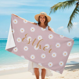 Toalla De Playa Personalized Daisy Beach Towel, Custom Beach Towel