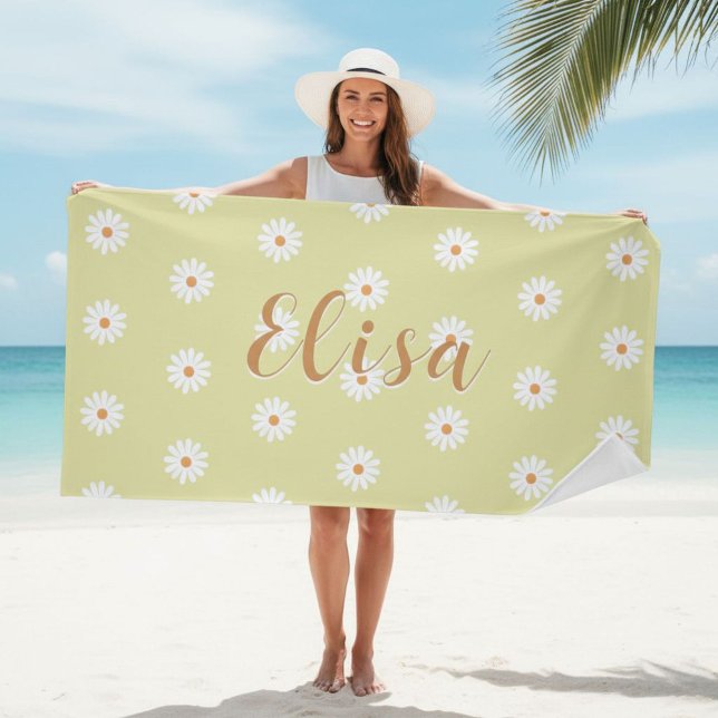Toalla De Playa Personalized Daisy Beach Towel, Custom Beach Towel (Subido por el creador)