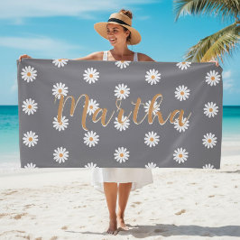 Toalla De Playa Personalized Daisy Beach Towel, Custom Beach Towel