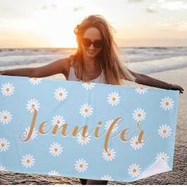 Toalla De Playa Personalized Daisy Beach Towel, Custom Beach Towel
