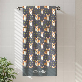 Toalla De Playa Personalized Gray Corgi Dog