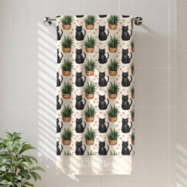 Toalla De Playa Personalized Houseplants and Cat