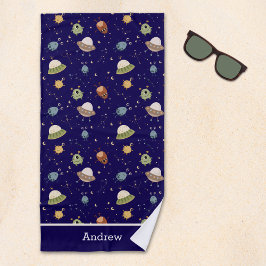 Toalla De Playa Personalized Kids' Alien & Spaceship