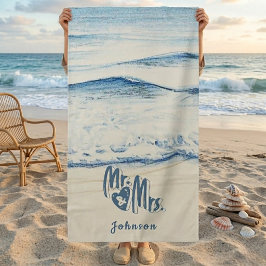Toalla De Playa Personalized Mr. and Mrs. Beach Towel 