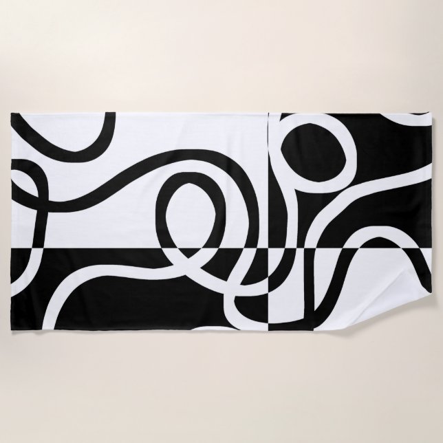 Toalla De Playa Persuasión lineal II: Resumen en blanco y negro (Anverso)