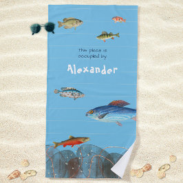 Toalla De Playa Pescado subacuático Striped Modern Your Name
