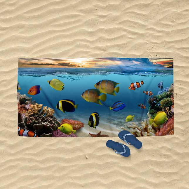Toalla De Playa Pescado tropical del arrecife de coral submarino o (Subido por el creador)