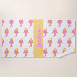 Toalla De Playa Pescados rosados y anaranjados lindos,